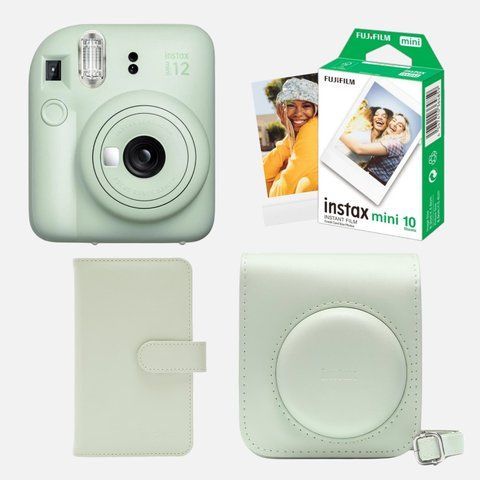 Подарочный набор №2 Fujifilm INSTAX Mini 12 + чехол + альбом + кассета на 10 кадров &mdash; Зеленый IM12-SET2-GRN фото