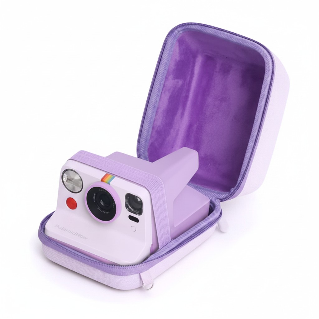 Фиолетовый чехол для Polaroid в открытом виде