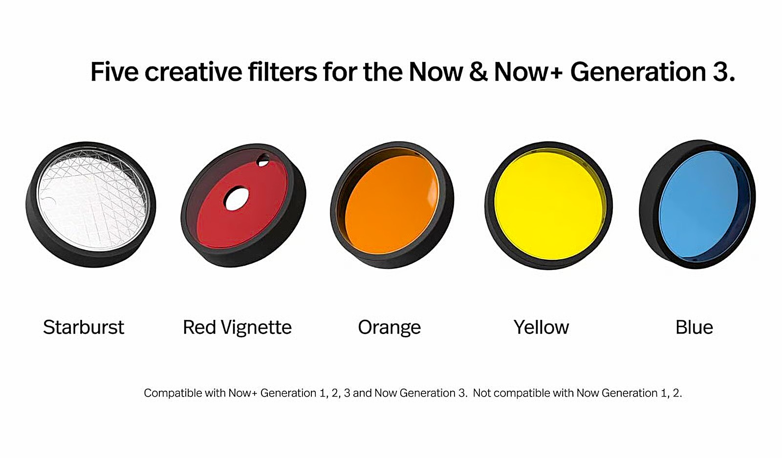 Пять фильтров Polaroid Now & Now+ Filter Set: Starburst, Red Vignette, Orange, Yellow и Blue