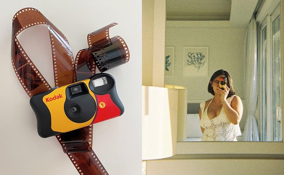 Kodak FunSaver Max 800 із плівкою та прикладом використання перед дзеркалом