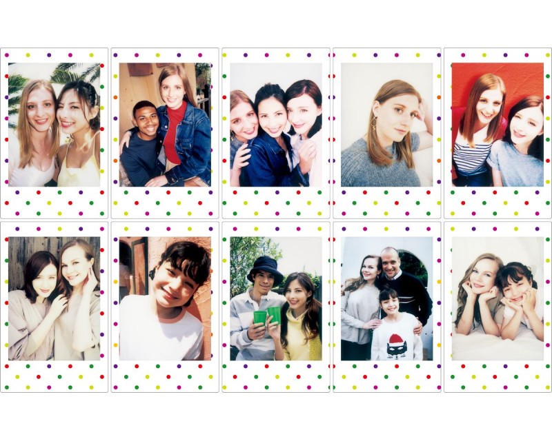 Примеры снимков Fujifilm INSTAX Mini Candy Pop с рамками в цветной горошек