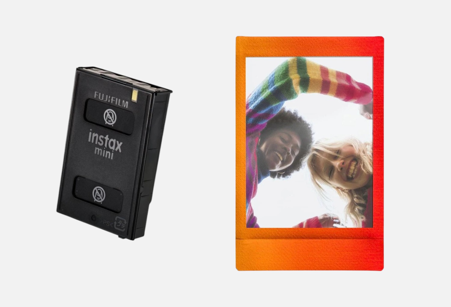 Касета Fujifilm INSTAX Mini Rainbow та приклад знімка з кольоровою рамкою