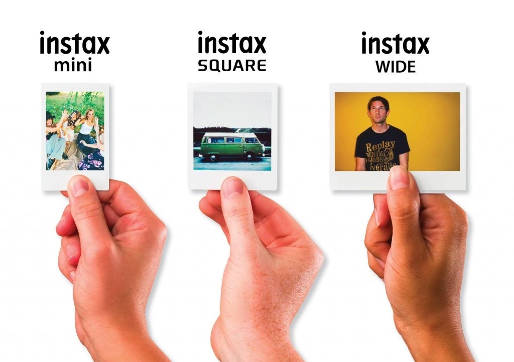 Сравнение размеров фотографий Fujifilm INSTAX Mini, Square и Wide