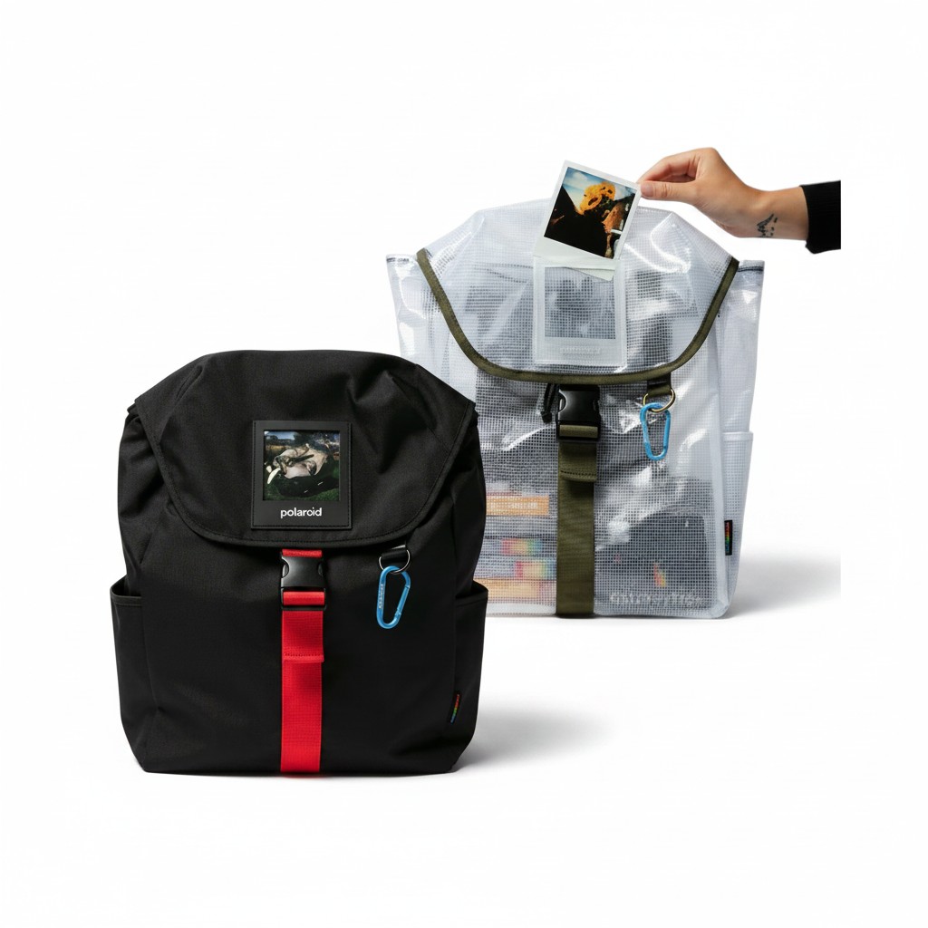Polaroid Ripstop Backpack у двох кольорах: чорний і прозорий